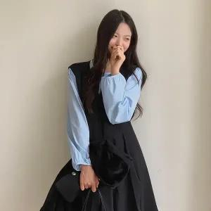 핫핑 [구김적음/코디활용도] 시나몬 라운드넥 셔링퍼프 긴팔블라우스