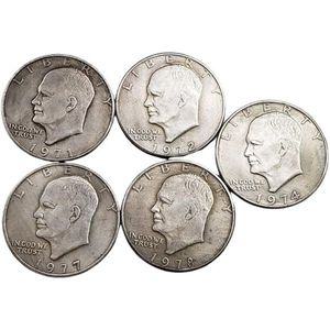 YIQIL DA 1971-1978년 아이젠하워 달러 동전 복제품 5개 세트 유통되지 않은 1달러 복고 예술 수집