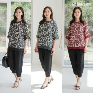 [하프클럽/]24SS  풍기인견 플라워 상하의 세트