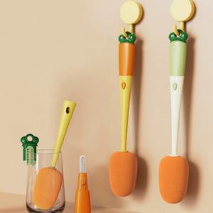 귀여운 디자인 당근 세척솔 컵 텀블러 병 젖병 닦는 솔 스펀지 틈새 소프트 브러시