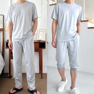 로로스키니 남성 여름 트레이닝 세트 3종 아이스 쿨 냉감 바지+반팔 티셔츠+7부바지 츄리닝세트