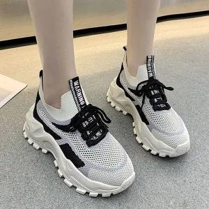 [하프클럽/]여성 5cm 발편한 니트 삭스 키높이운동화 스니커즈 빅사이즈 조