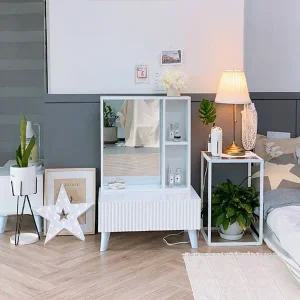 인터데코 엣지있는 화장대 거울 수납장 (좌식) 60cm WB382