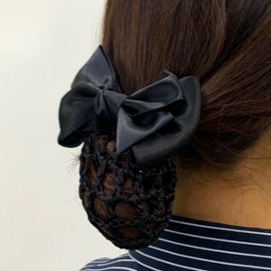 올림머리 리본 머리망 헤어핀 블랙