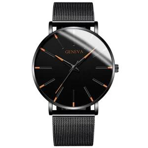 제네바 메탈 가죽 비즈니스 남성 남자 바늘 아날로그 패션 손목 시계