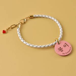 가죽줄 강아지 인식표 목걸이 고양이 이름표/40cm미만