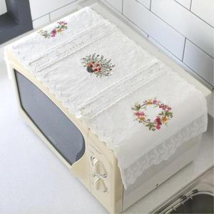 [마이모노샵] 플라워 꽃자수 패브릭 레이스 전자렌지 덮개 커버 집꾸미기