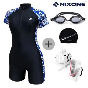 닉스원 아쿠아로빅 여자 실내수영복 NSW-4372BK 4종세트