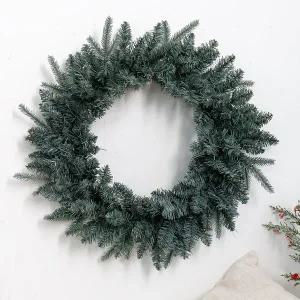 [플라워트리]크리스마스 리스 무장식 원형 벽장식 고급 회색빛 가득찬 60cm PE PVC 벽걸이 매장 현관 데코