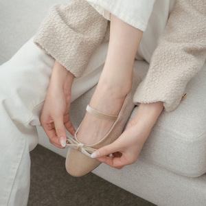 SOVO 케리즈 벨벳 리본 플랫슈즈 1cm