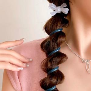 특이한 스프링 미니 리본 머리끈 전화선 마블 고무줄