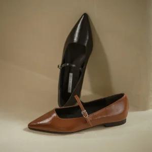 SOVO 시퀸츠 스틸레토 메리제인 플랫슈즈 1cm