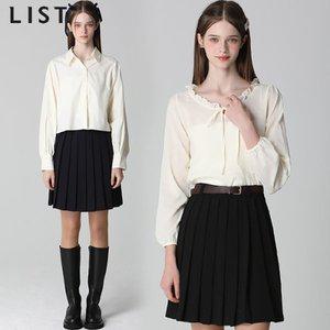 [리스트]LIST)] 레더 벨티드 플리츠 스커트