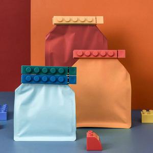 귀여운 블럭 밀봉 봉지 집게 4P 세트 과자 클립 집게