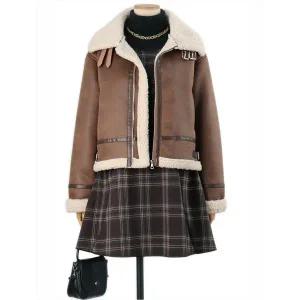 [하프클럽/쉬즈나인]로우 비죠 퍼 무스탕 자켓