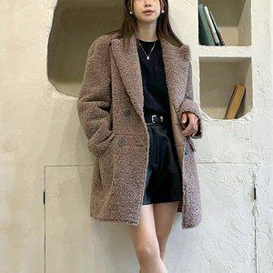 [금강모피]금강 자체제작 페이크퍼 후리스 더블자켓 하프코트 KPH-210 브라운