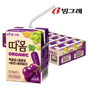따옴 오가닉 주스 따옴 적포도 & 청포도 & 당근 & 보라당근 120ml(24팩) 유기농주스