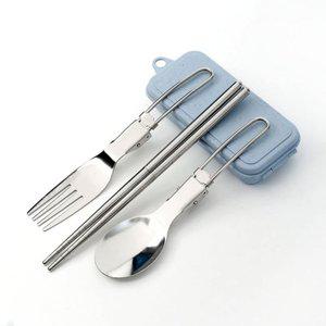 [기타]스테인리스 접이식 수저 포크 세트 캠핑용 수저세트 (WFFPESQ)