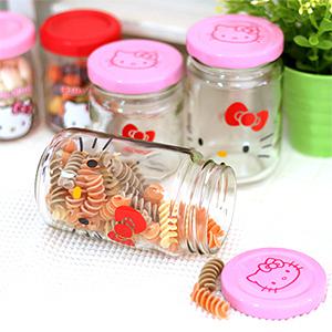 헬로키티 유리 밀폐용기 반찬통 쨈병 요구르트병 주방용품