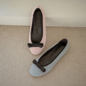 SOVO 로벤 코듀로이 리본 플랫슈즈 1cm