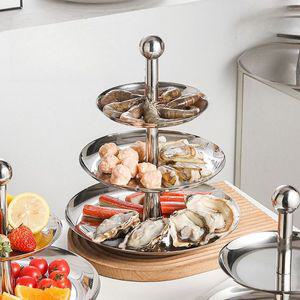 해산물 트레이 쟁반 스텐 타워형 플레이트 그릇 접시 4단 조개구이 원형