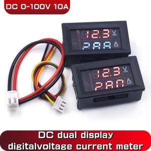 DC 0 100V 10A 디지털 전압계 전류계 듀얼 디스플레이 전압 감지기 패널 암페어 볼트 게이지 28 인치 적색