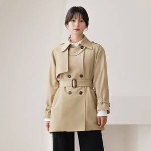 [시크라인] (~XXL까지) 라요 넥비죠 하프 더블브레스트 트렌치코트 봄 가을 데일리 일상 캐쥬얼 출근룩 빅사이즈