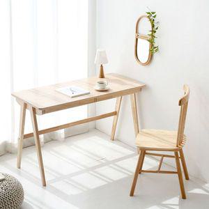 [오너클랜]고무나무 원목책상 컴퓨터 일자형 책상 서랍책상