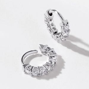 [골드팡] 18k 루비에 랩다이아몬드 테니스 링귀걸이 (3mm)