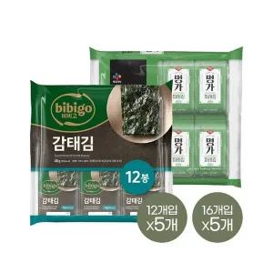 [CJ제일제당]비비고 감태김 12봉 x5개+파래김 16봉 x5개 (총 140봉)