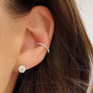 스튜디오레브 마이크로 슬림 미니 얇은 큐빅 링 이어커프 귀안뚫는 귀걸이