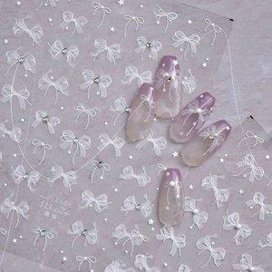 [기타]고품질 네일아트 러블리 웨딩 리본 레이스 엠보스티커 4종 웨딩네일 리본네일스티커 (WFHTX88)