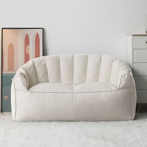 베이지 2인용 빈백소파 면소재/EPS충전재/가벼운/수납포켓/통기성/푹신함/넓은등받이/120cm/편안한