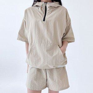 [기타]여성 아노락 후드 반팔 밴딩 반바지 바람막이 집업_21182094