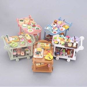 음식 트롤리 미니어처 주방 거실 중식 인테리어 주방놀이 일식 테이블+의자4개 모음 피규어