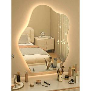 도자기 거울 벽걸이 탁상형 화장대 비정형 LED 물결 인테리어