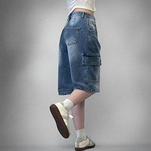 [신상오픈런]|KMP8B91|여성 카고 반바지 여름용 와이드핏 5부 청바지