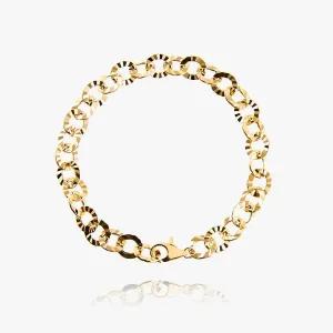 [엘렌쥬얼리]14K 18K 할로우 오레올 메디앙 체인 금 팔찌