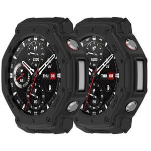 남성용 Amazfit T-Rex 3 스마트워치와 호환되는 2팩 시계 케이스 커버 범퍼 액세서리(블랙, 블랙)