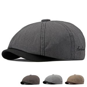 빵모자 남성용 캐주얼 뉴스보이 패널 8 모자 단색 얇은 팔각형 용수철 플랫 여름 캡 코튼