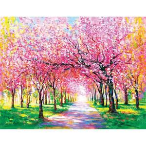 다이아몬드 아트 클럽 벚꽃 나무 페인팅 키트, 재미있는 DIY 공예품, 초보자용 원형 캔버스, 17인치 x 13인치(42.6 32.8cm)