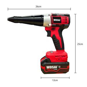 WOSAI 20V 충전식 블라인드 휴대용 전기 리벳 자동 무선 리베 브러시리스