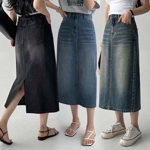 [에이와비][140.150ver] (예쁘진)빈티지데님롱스커트 -키작녀/기장선택/2color/3size