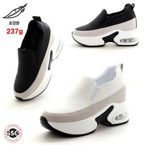 [천연소가죽 키커보이는 푹신한 에어 고무창 속굽포함 10cm] 가볍고 발등편한 양밴딩 쿠션감좋은 여성 키높이 통굽 스니커즈 스탠딩 운동화 NGS-454