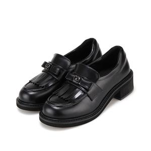 바바라 소가죽 리본 하트 장식 여성 로퍼 5cm_BBH541