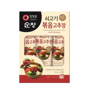 청정원 순창 쇠고기볶음고추장 60g 3개 /튜브형고추장 여행용 해외여행 여름휴가/25.08.20일까지