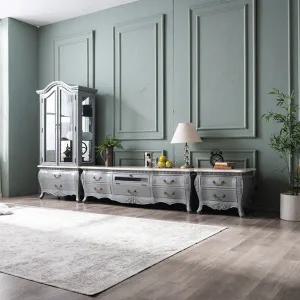 [리체갤러리] 빈티지 엔틱 이사벨 그레이 양문장식장 세트