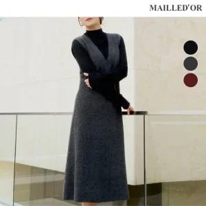 [홈쇼핑인기]마예도르 메리노울100 뷔스티에 홀가먼트 원피스