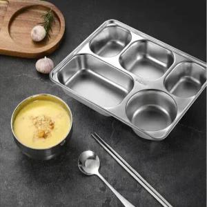 캠핑 304스텐레스 5구 사각 미니 식판 다이어트 어린이집