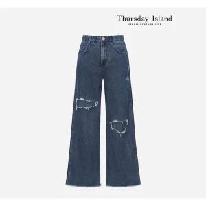 [써스데이아일랜드][Thursday Island] 데미지 워싱 데님팬츠(T236MJE132W)